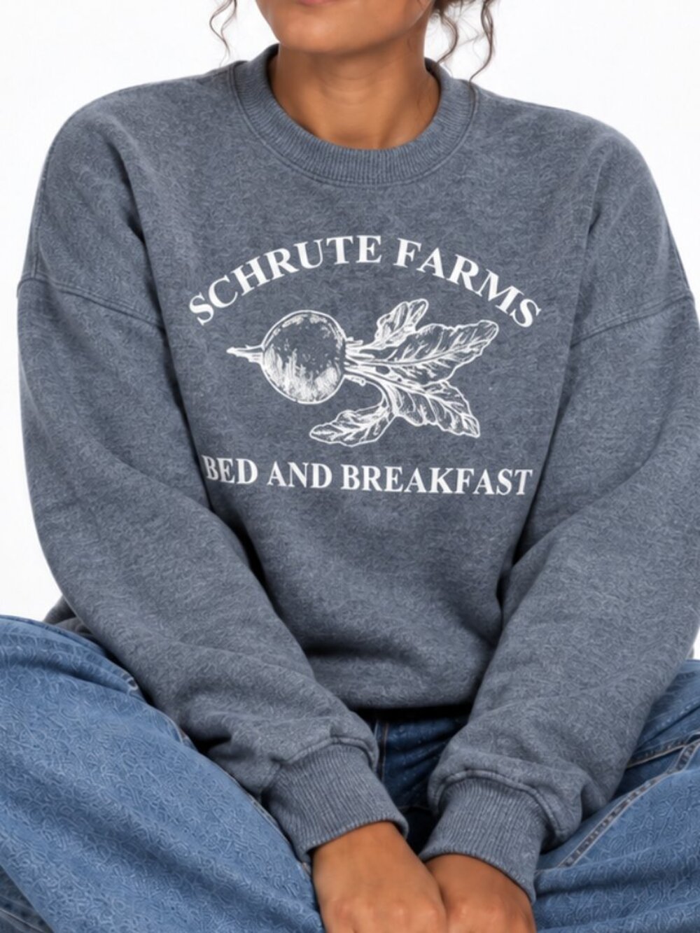 Schrute Farms Bed and Breakfast Gray Graphic Sweatshirt The Office